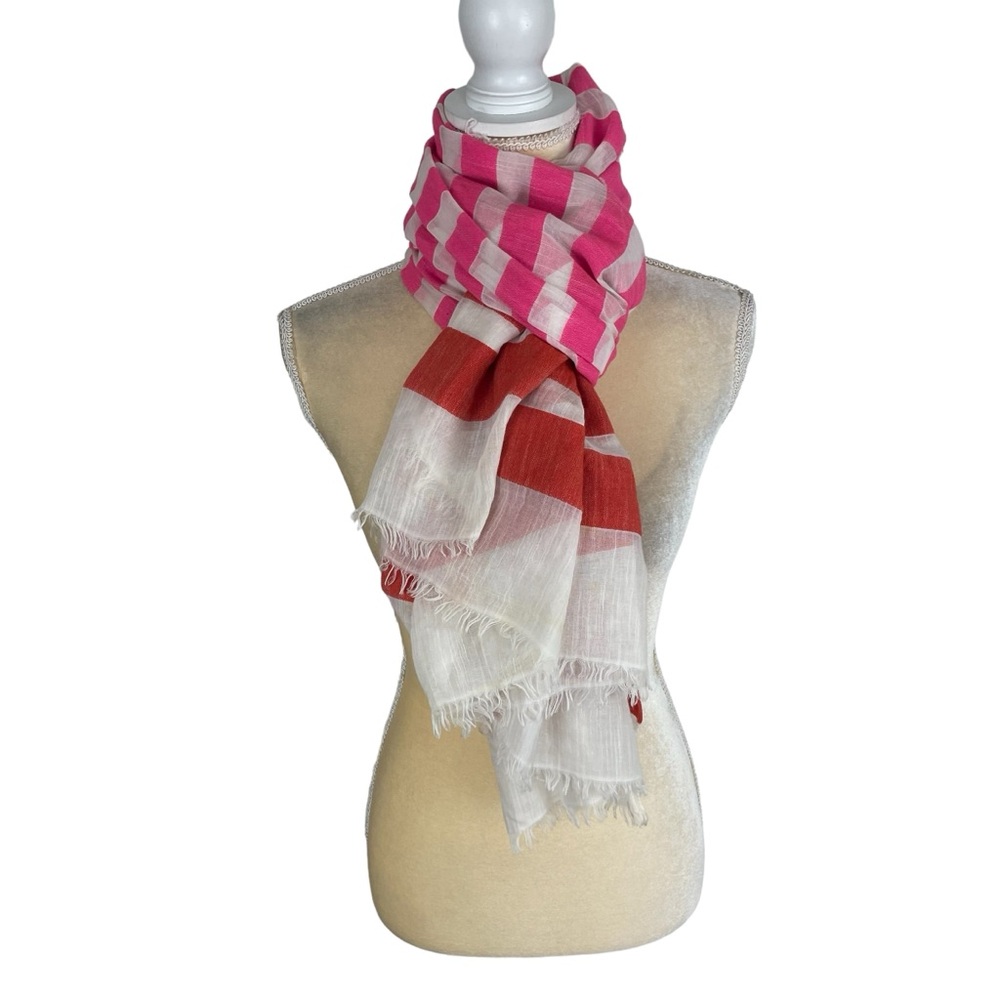 Banana Republic Scarf Large Shawl Wrap Pink‎ Orange Stripe 36 x 60